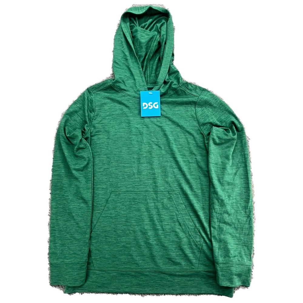 DSG Boys Medium M Field Green Heather Moisture Wicking Long Sleeve Hoodie